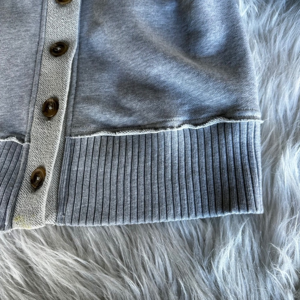 Aerie Sweater Cardigan Oversized V-Neck Button Front French Terry Grey Size XS - Picture 4 of 9